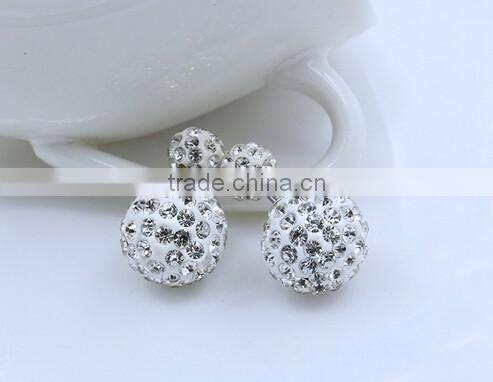 >< BEST SELLING Rhinestone Stud Earrings crystal Double Ball earring/