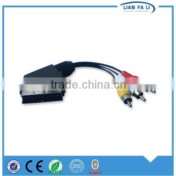 high quality 21 pin scart to 3 rca cable scart to dvi cable scart cable to rca cable