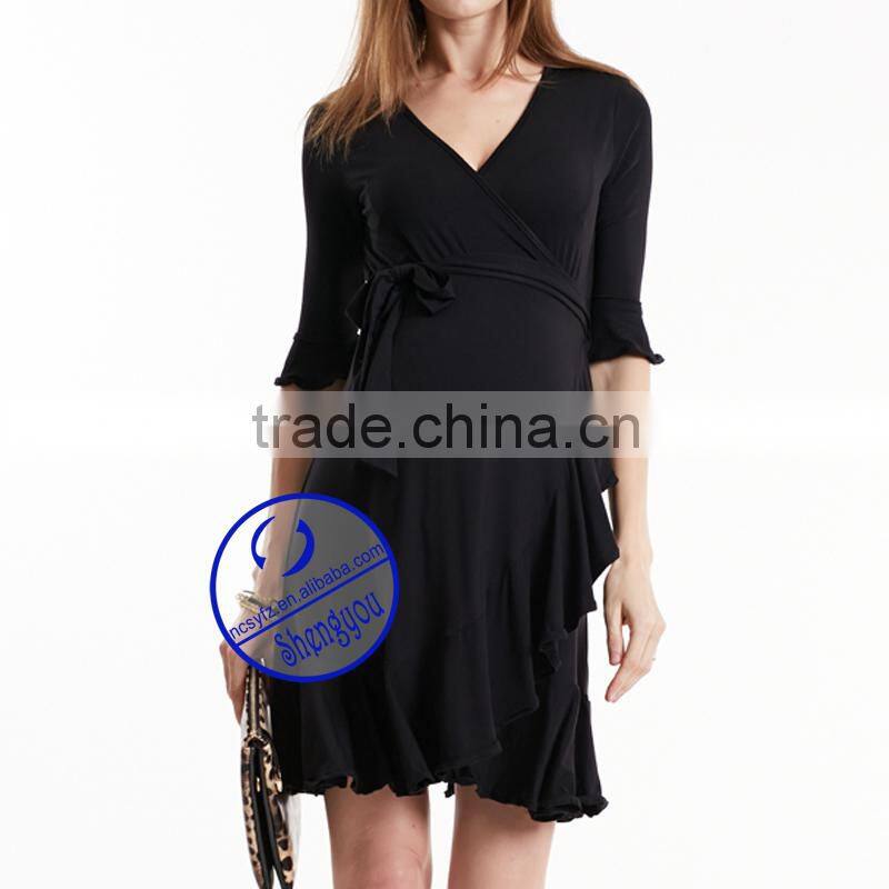 Best Selling Fabulous Design High Quality Black Maternity Dress for Maternity Women