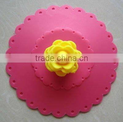 magic silicone cup lids with 3D Rose Flower handle