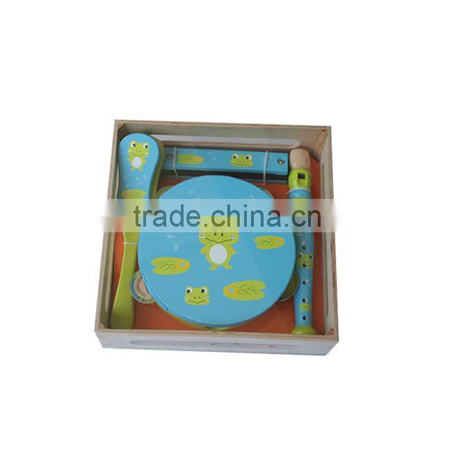 Wood toy music instruments set wholesale,wood mini tambourine