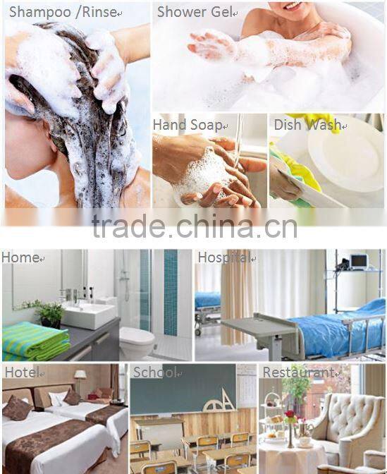 Clear plastic box of commercial liquid hand soap dispenser