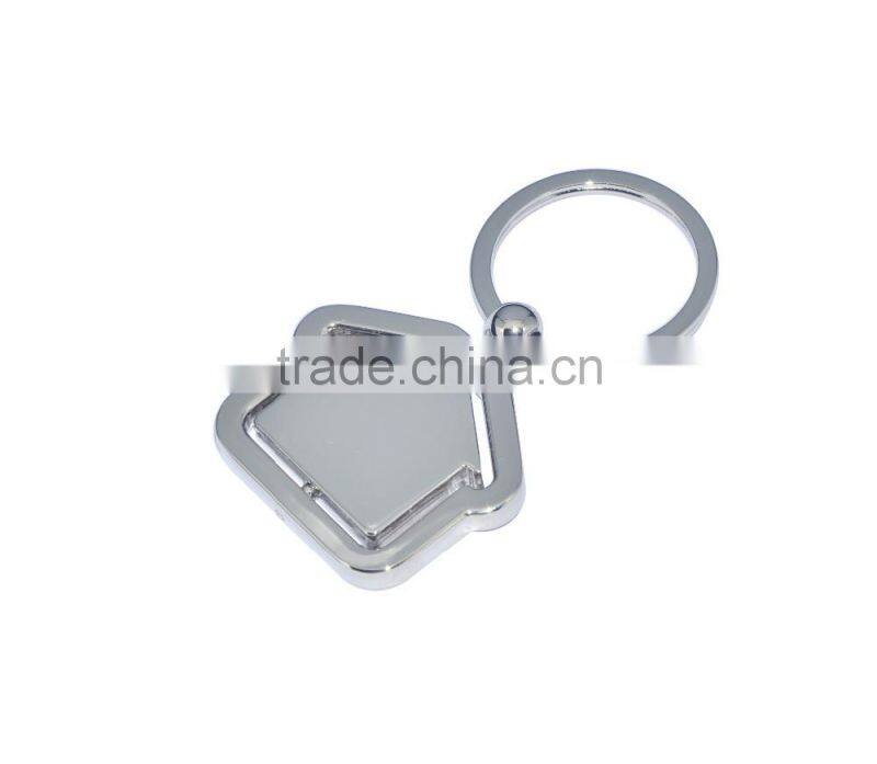 House shape and car shape rotating metal keychain for sales