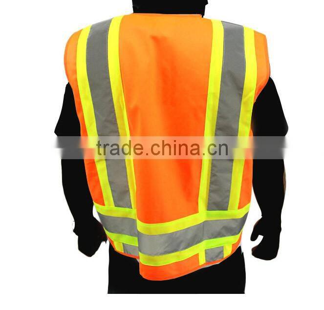 American Europe style polyester mesh high visibility lime green/yellow safety reflective jacket
