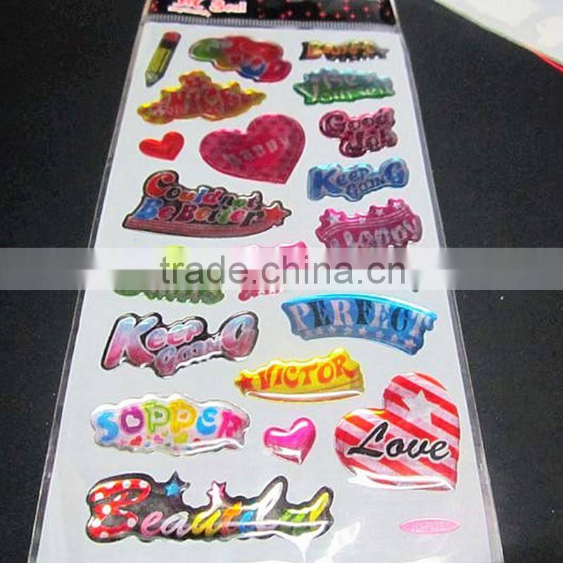 Wenzhou factory lovely heart cute custom design epoxy sticker/High quality cheap clear epoxy sticker