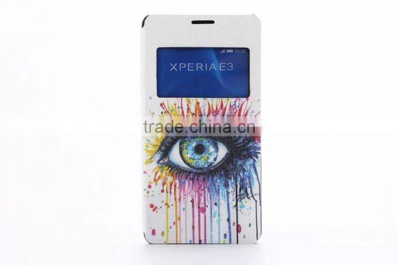 Water printing PU cell phone case For SONY E3