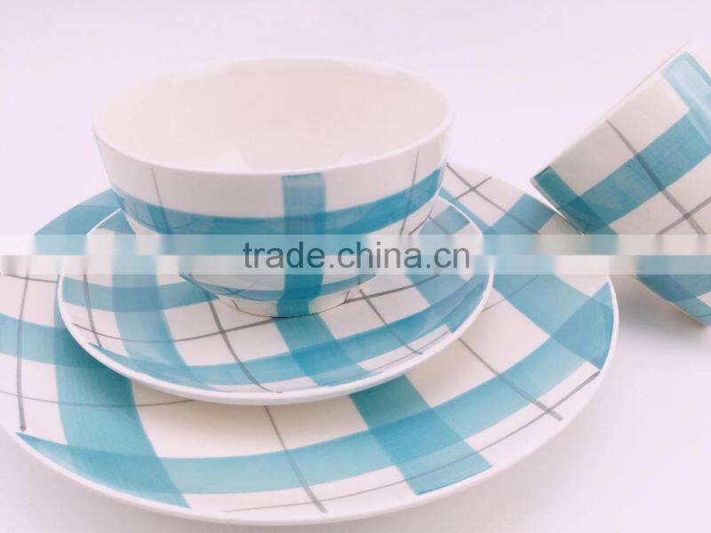 16pc fine stoneware hand painted dinnerset service for 4/ AB grade/2016 popular design/porcelain dinner plate