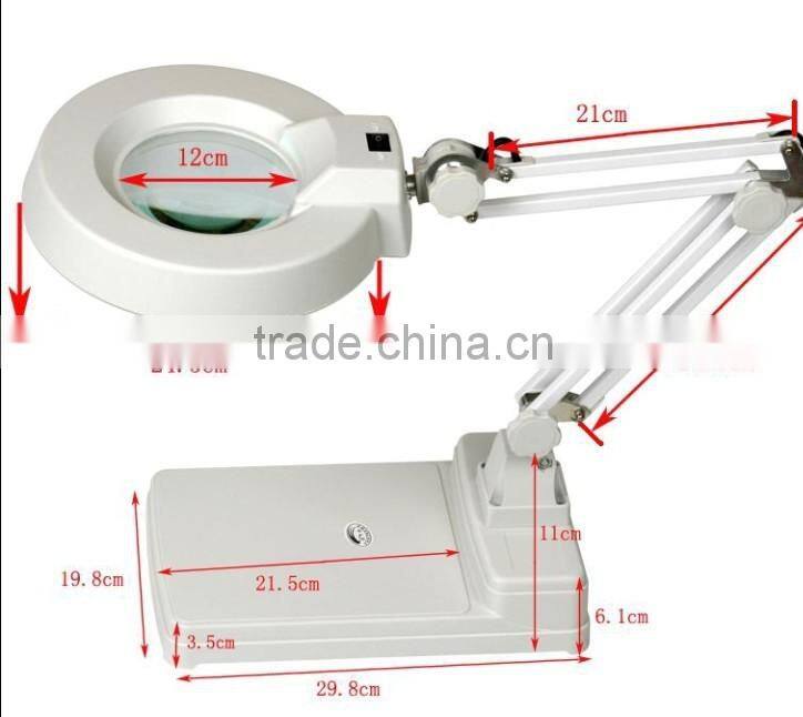 magnifying lamp with led light/magnifying glass desktop electronic lamp