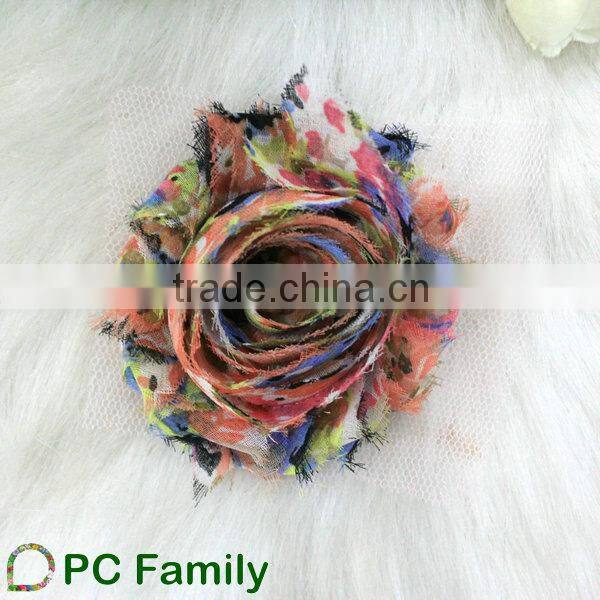 Colorful chiffon flower shabby rose trim, frayed chiffon rose trim