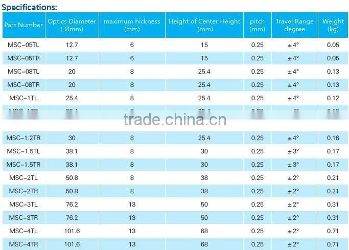 MSC-08TL Height of Center Height 25.4mm/High Precision Kinematic C type Mounts with 3 adjusters/Kinematic Mount