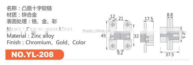 convex cross hinge zinc alloy Soss door hinge conceal cabinet hinge from China manufacture