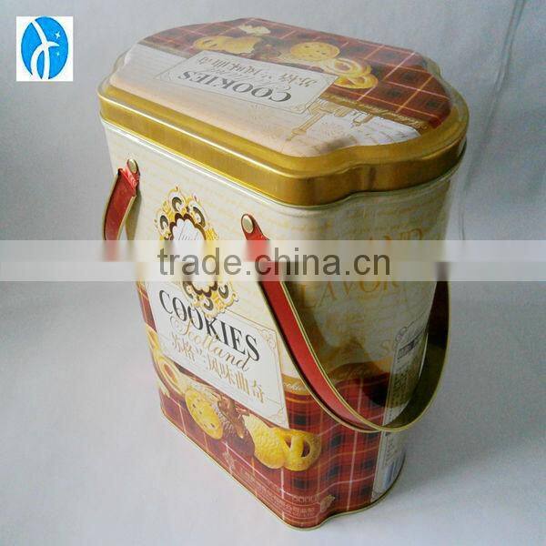 New style irregularity metal tin can packaging with handle