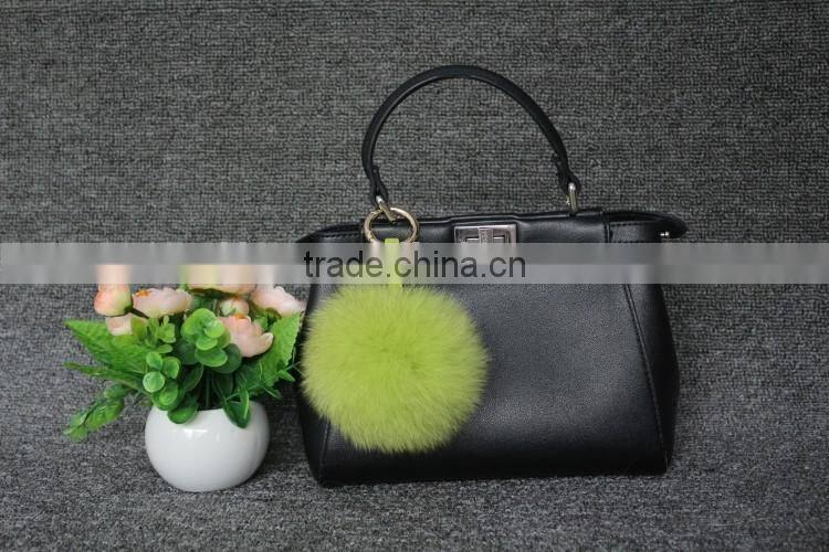 Real Natural Fox Fur Ball Pompom Keychain Hanging Accessory Pendant