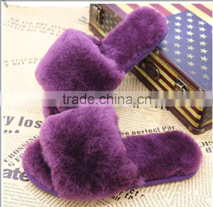 Hot Wholesale Sheepskin Slippers Rex Rabbit Fur Lined Slippers