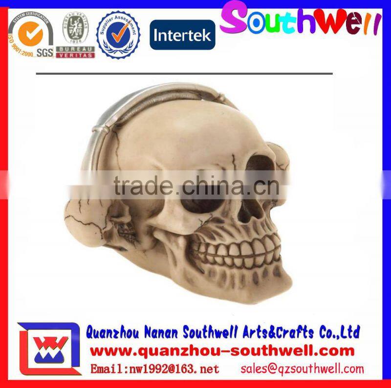 Helmet Skull with Sun Glasses Skeleton Figurine Statue Collectible