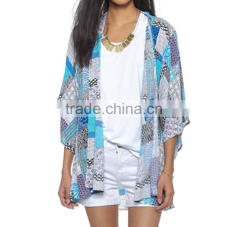 China Clothing Supplier Alibaba Women Wholesale Printed Thin Coat Kimono Cardigan
