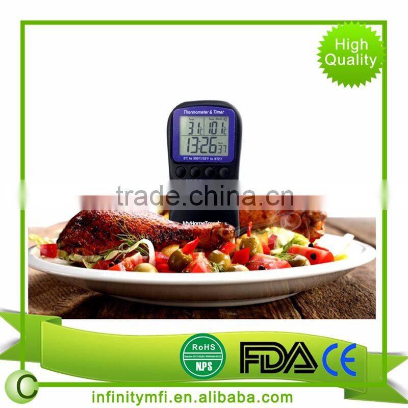 Best selling Digital Thermometer for Oven Digital Lcd Display Probe Food Thermometer Timer Cooking Kitchen BBQ Meat
