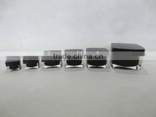 Black Acrylic Cream Jars and Cosmetic Lotion Bottles With Pump and Cap