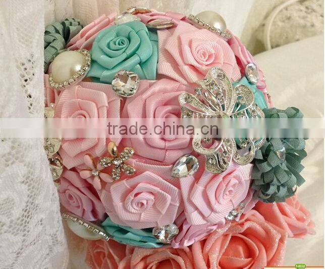 2014 New Design rhinestone flower shape applique Handmade Welding crystal trim for bridal clothing set