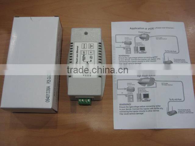 35W/56V DC 18V~36V Input Gigabit High PoE Injector with IEEE 802.3at detection