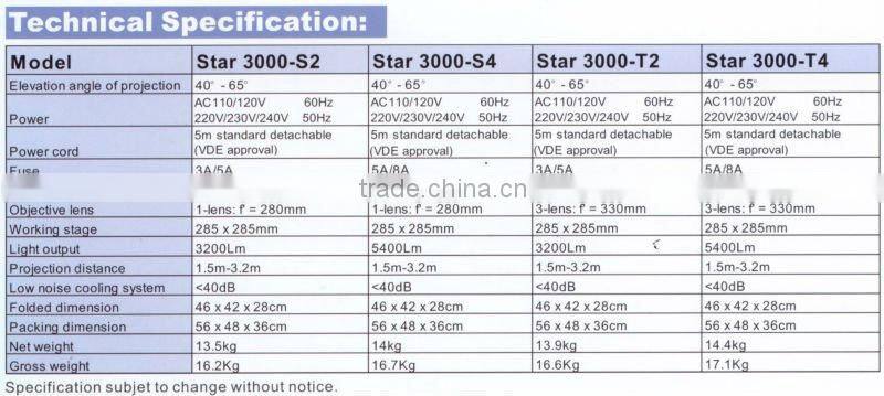 STAR 3000 series 3000T2 3000T4 Education OHP Overhead projector