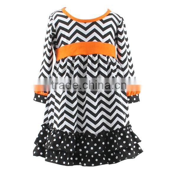 Kids dress new style pumpkin printed baby girls dresses pearls halloween dress little girls latest dress