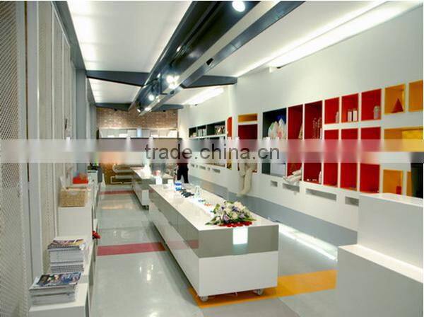 metal and wood comestic display shelf