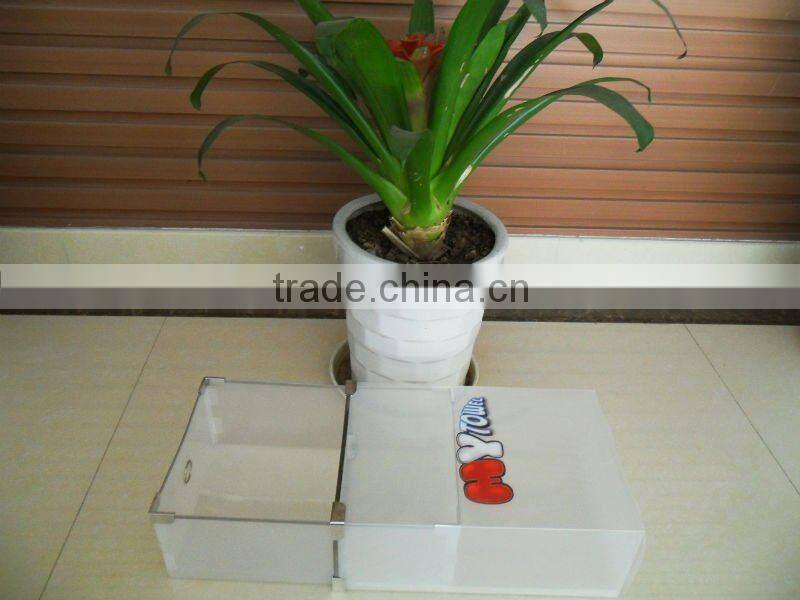 pp shoe box with drawer design/clear plastic drawer shoe box