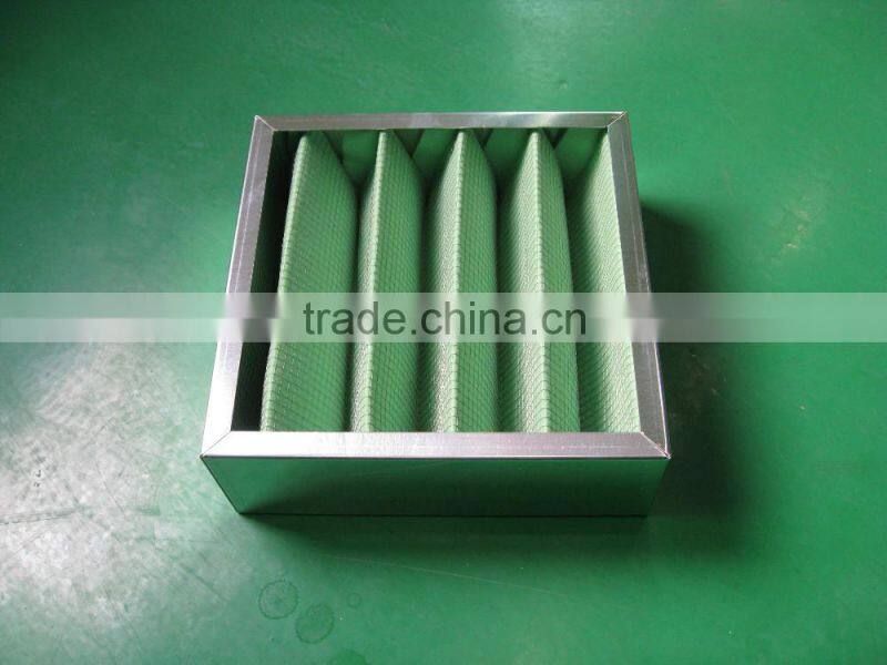 Pleated box type Primary Efficiency Air Filter for Air Handling Unit and clean room