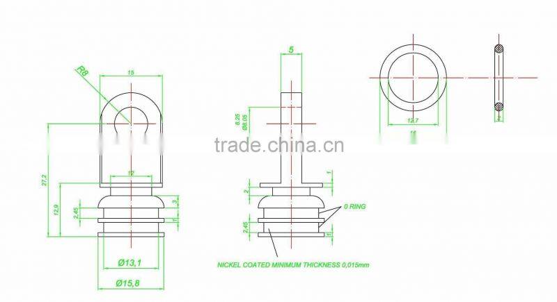 Gas Spring tube connector end cap with metal eye