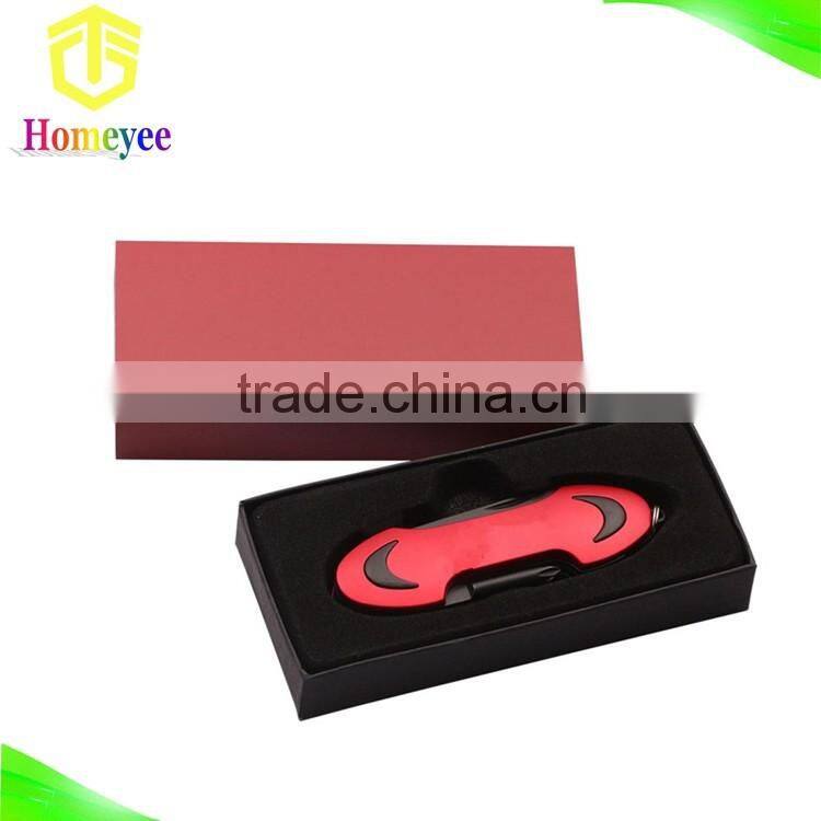 black coating stainless steel little smile face multifunction pocket knife