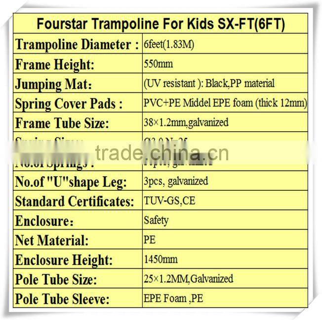 Fourstar wholesale cheap 6FT-16FTgymnastic trampoline for adults ,