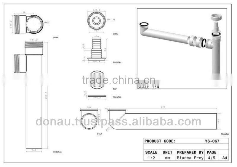 Big Head Sink Siphon with Overflow for Double Bowl Sink 40-50mm (YP074)