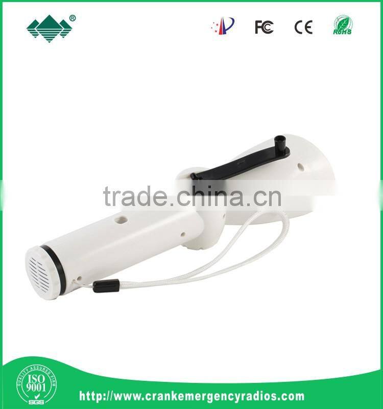 Outdoor Rechargeable Dynamo/Hand Crank LED Flashlight with FM/AM Radio and Emergency Cell Phone Charger
