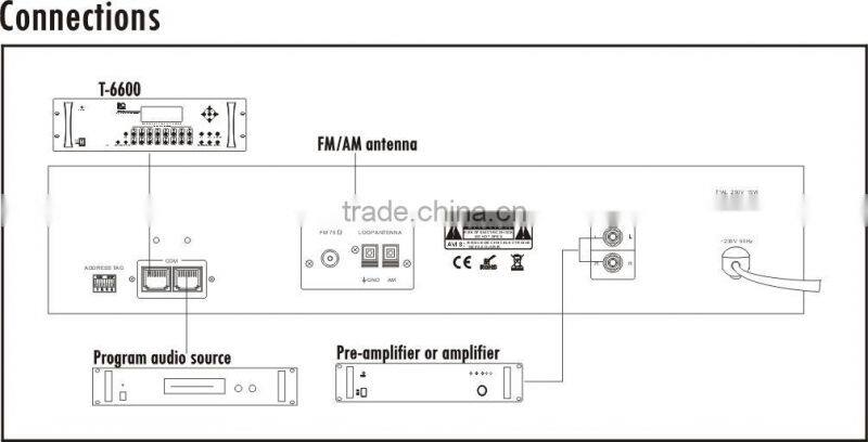 Rack mount Program public address am/fm tuner for pa system