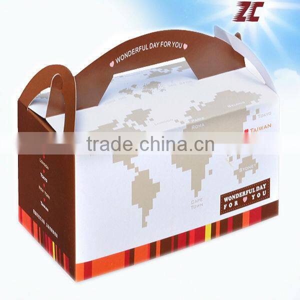 Hot Sale Take Away Paper Cake Box with Handle for Food Packaging