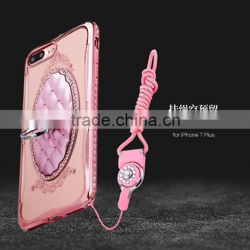 Luxury diamond case for iphone 7 with ring hgolder, China supplier