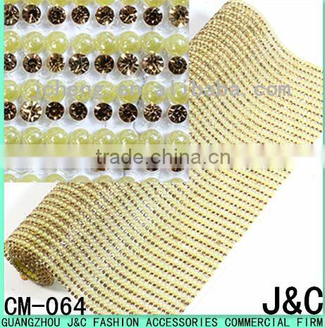 24*40cm Light Colorado rhinestone with yellow Glass Stone Strass Mesh