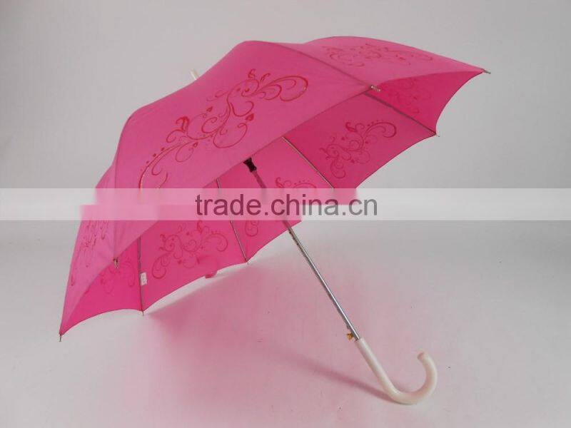 pink color straight shaft fashion umbrella for lady