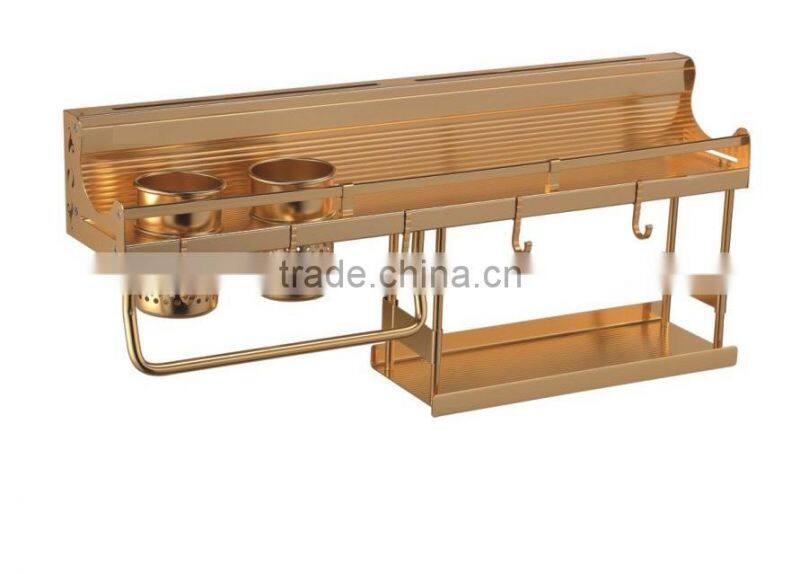 Wall Mounted Rustic Black Metal Kitchen Spice Rack & Paper Towel Holder / Bathroom Basket & Towel Bar