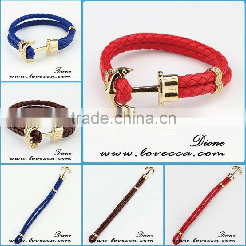 High Quality Colorful Leather Anchor Bracelet for Jewelry