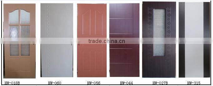 Classical wooden interior pvc mdf glass doors with turkey frame