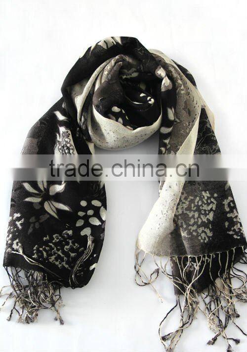 mercerized wool printed pashmina shawls