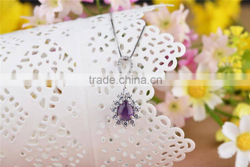 925 sterling silver natural real shining zircon newest modern amethyst pendant