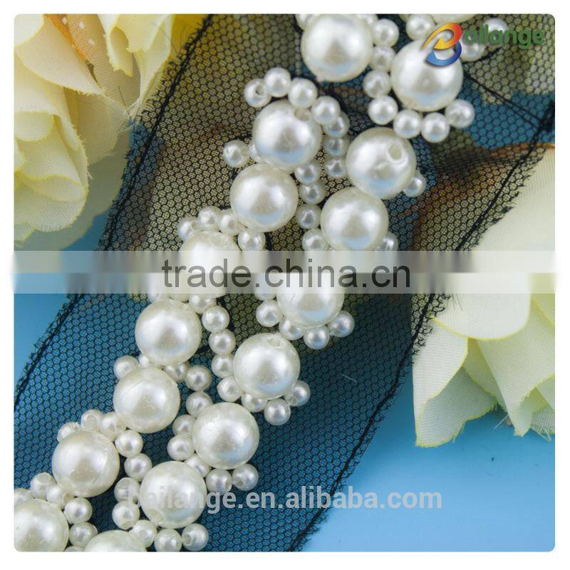 embroidered beaded whosale 2015 new products bead stone trim for garment