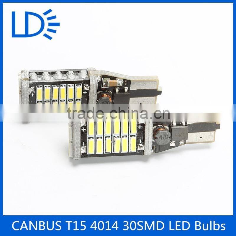Wholesale New desigh Free Canbus 12v T15 4014 car led 30 smd auto bulb led tail light