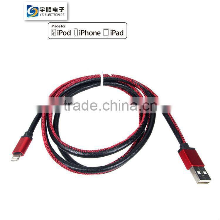 Leather MFi 8 Pin Braided Micro USB Cable For iPhone 6 Plus / 6 / 5S / 5C / 5 YUSH