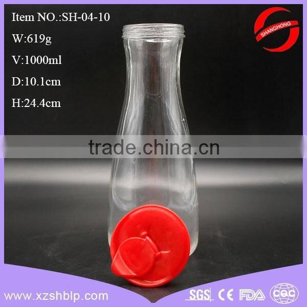 Factory cost 1liter glass milk bottle with lid wholesale