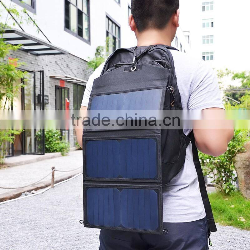 CE FCC ROHS Aproved 20W waterproof foldable double usb output portable mobile solar panel charger