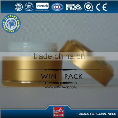 Golden aluminum lotion bottle with inner side plastic bottle,shiny gold color rim